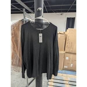 NEW EILEEN FISHER women's crew neck box top in black